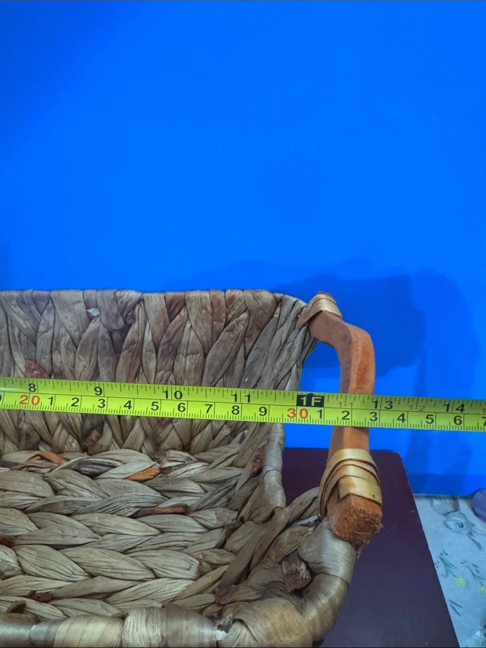 Woven Storage Basket with wood Handles - Natural Brown